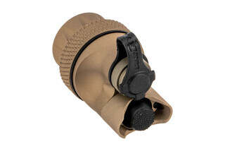 SureFire tan Scout Light Dual Switch Tailcap is compatible with remote switches and features push button activation
